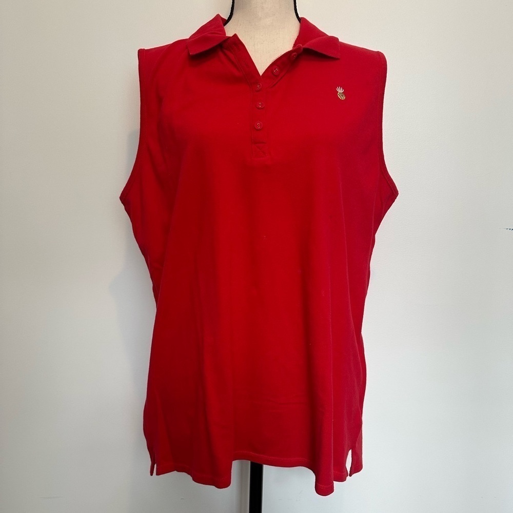 White stag, red short sleeve polo shirt, pineapple XL EUC